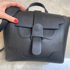 Senreve Mini Maestra Black Italian Leather Handbag